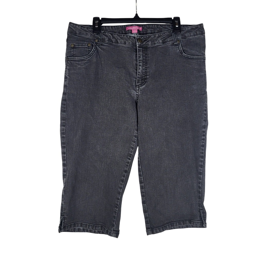 Woman Within Capris Women 16WP Gray Denim Stretch Comfort Casual Pedal Pushers